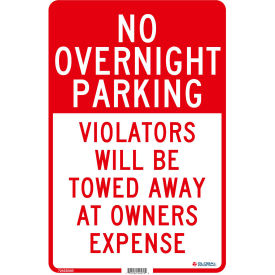 Global Industrial 724230AB Global Industrial™ No Overnight Parking Violators Will Be Towed, 18x12, .063 Aluminum image.
