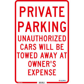 Global Industrial 724231AC Global Industrial™ Private Parking Unauthorized Cars Will Be Towed.., 18x12, .080 Aluminum image.