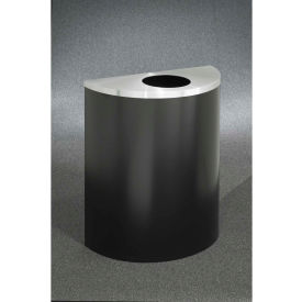 Glaro Inc. 2492-BK-SA Glaro Steel Half Round Bottles/Cans Trash Can, 29 Gallon, Black/Satin Aluminum image.