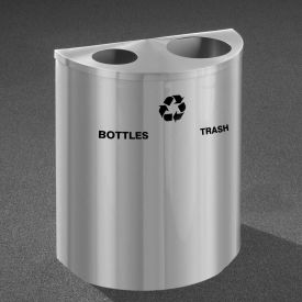 Glaro Inc. BW2499SA-SA-B/W Glaro Recyclepro Recycling & Trash Can, Bottles, 29 Gallon, Satin Aluminum image.