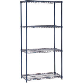 Global Industrial B969800 Nexel® 4 Shelf, Nexelon® Blue Wire Shelving Unit, Starter, 24"W x 14"D x 54"H image.