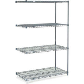 Global Industrial B969777 Nexel® 4 Shelf, Nexelon® Blue Wire Shelving Unit, Add On, 24"W x 14"D x 54"H image.