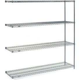 Global Industrial B969738 Nexel® 4 Shelf, Nexelon® Blue Wire Shelving Unit, Add On, 54"W x 14"D x 54"H image.