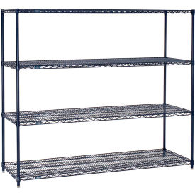 Global Industrial B969896 Nexel® 4 Shelf, Nexelon® Blue Wire Shelving Unit, Starter, 72"W x 21"D x 54"H image.