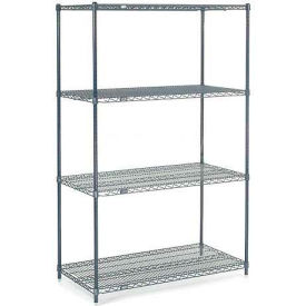 Global Industrial B969779 Nexel® 4 Shelf, Nexelon® Blue Wire Shelving Unit, Starter, 54"W x 14"D x 86"H image.