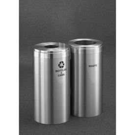Glaro Inc. 1542-2SA-SA-B&C/W Glaro Recyclepro Recycling & Trash Can, 46 Gallon, Satin Aluminum image.