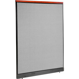 Global Industrial 695790DNGY Interion® Deluxe Non-Electric Office Partition Panel with Raceway, 60-1/4"W x 101-1/2"H, Gray image.