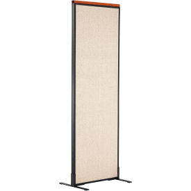 Global Industrial 694654FTN Interion® Deluxe Freestanding Office Partition Panel, 24-1/4"W x 73-1/2"H, Tan image.