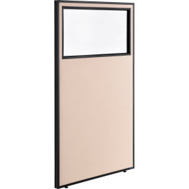 Global Industrial 694659WTN Interion® Office Partition Panel With Partial Window, 36-1/4"W x 60"H, Tan image.