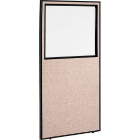 Global Industrial 694663WTN Interion® Office Partition Panel With Partial Window, 36-1/4"W x 72"H, Tan image.