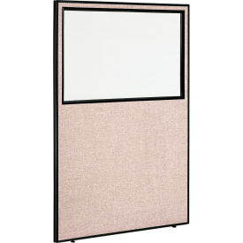 Global Industrial 694664WTN Interion® Office Partition Panel With Partial Window, 48-1/4"W x 72"H, Tan image.