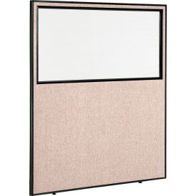 Global Industrial 694665WTN Interion® Office Partition Panel With Partial Window, 60-1/4"W x 72"H, Tan image.