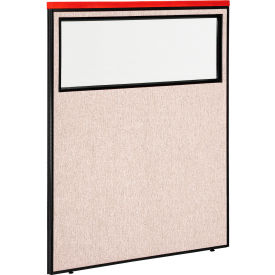 Global Industrial 694668WTN Interion® Deluxe Office Partition Panel with Partial Window, 48-1/4"W x 61-1/2"H, Tan image.