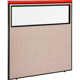 Global Industrial 694669WTN Interion® Deluxe Office Partition Panel with Partial Window, 60-1/4"W x 61-1/2"H, Tan image.
