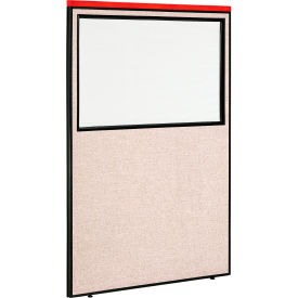 Global Industrial 694672WTN Interion® Deluxe Office Partition Panel with Partial Window, 48-1/4"W x 73-1/2"H, Tan image.