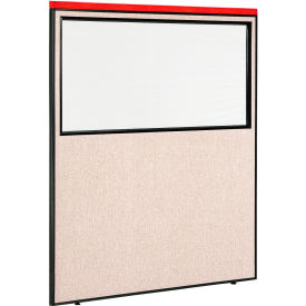 Global Industrial 695790DWTN Interion® Deluxe Office Partition Panel with Partial Window, 60-1/4"W x 97-1/2"H, Tan image.