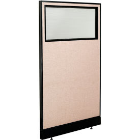 Global Industrial 694691WNTN Interion® Office Partition Panel with Partial Window & Raceway, 36-1/4"W x 64"H, Tan image.