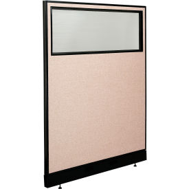 Global Industrial 694692WNTN Interion® Office Partition Panel with Partial Window & Raceway, 48-1/4"W x 64"H, Tan image.