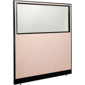 Global Industrial 694693WNTN Interion® Office Partition Panel with Partial Window & Raceway, 60-1/4"W x 64"H, Tan image.