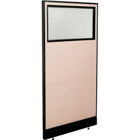 Global Industrial 694695WNTN Interion® Office Partition Panel with Partial Window & Raceway, 36-1/4"W x 76"H, Tan image.