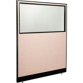 Global Industrial 695790WNTN Interion® Office Partition Panel with Partial Window & Raceway, 60-1/4"W x 100"H, Tan image.