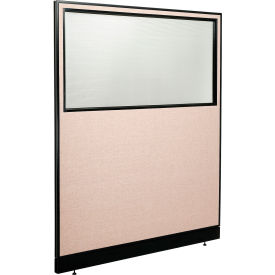 Global Industrial 694697WNTN Interion® Office Partition Panel with Partial Window & Raceway, 60-1/4"W x 76"H, Tan image.