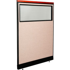 Global Industrial 694700WNTN Interion® Deluxe Office Partition Panel w/Partial Window & Raceway 48-1/4"W x 65-1/2"H Tan image.