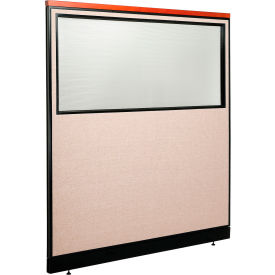 Global Industrial 694701WNTN Interion® Deluxe Office Partition Panel w/Partial Window & Raceway 60-1/4"W x 65-1/2"H Tan image.