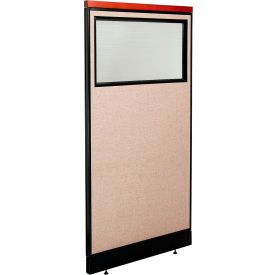 Global Industrial 694703WNTN Interion® Deluxe Office Partition Panel w/Partial Window & Raceway 36-1/4"W x 77-1/2"H Tan image.