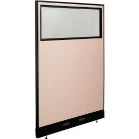 Global Industrial 694712WETN Interion® Electric Office Partition Panel with Partial Window, 48-1/4"W x 76"H, Tan image.