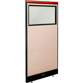 Global Industrial 694719WETN Interion® Deluxe Electric Office Partition Panel with Partial Window, 36-1/4"W x 77-1/2"H, Tan image.