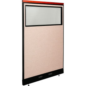 Global Industrial 694720WETN Interion® Deluxe Electric Office Partition Panel with Partial Window, 48-1/4"W x 77-1/2"H, Tan image.