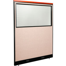Global Industrial 695790DWETN Interion® Deluxe Electric Office Partition Panel with Partial Window, 60-1/4"W x 101-1/2"H, Tan image.