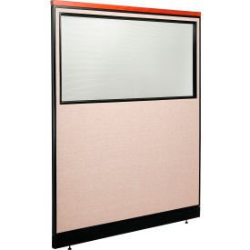 Global Industrial 695790DWPTN Interion® Deluxe Office Partition Panel w/Partial Window & Pass-Thru Cable 60-1/4Wx101-1/2H TAN image.