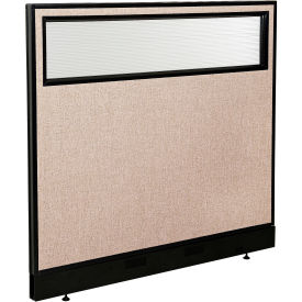 Global Industrial 694755WNTN Interion® Office Partition Panel with Partial Window & Raceway, 48-1/4"W x 46"H, Tan image.