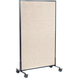 Global Industrial 694956MTN Interion® Mobile Office Partition Panel, 36-1/4"W x 63"H, Tan image.