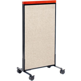 Global Industrial 694964MTN Interion® Mobile Deluxe Office Partition Panel, 24-1/4"W x 46-1/2"H, Tan image.