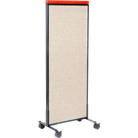 Global Industrial 694965MTN Interion® Mobile Deluxe Office Partition Panel, 24-1/4"W x 64-1/2"H, Tan image.