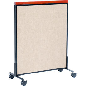 Global Industrial 694967MTN Interion® Mobile Deluxe Office Partition Panel, 36-1/4"W x 46-1/2"H, Tan image.