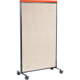 Global Industrial 694968MTN Interion® Mobile Deluxe Office Partition Panel, 36-1/4"W x 64-1/2"H, Tan image.