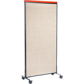 Global Industrial 694969MTN Interion® Mobile Deluxe Office Partition Panel, 36-1/4"W x 76-1/2"H, Tan image.