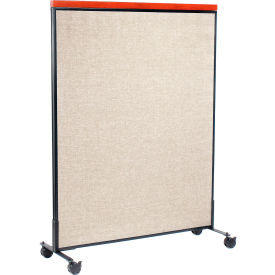 Global Industrial 694971MTN Interion® Mobile Deluxe Office Partition Panel, 48-1/4"W x 64-1/2"H, Tan image.