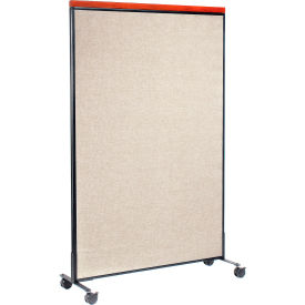 Global Industrial 694972MTN Interion® Mobile Deluxe Office Partition Panel, 48-1/4"W x 76-1/2"H, Tan image.