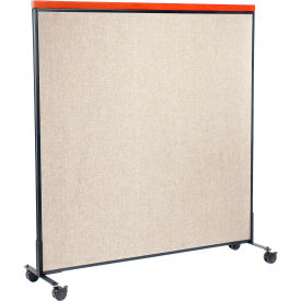 Global Industrial 694974MTN Interion® Mobile Deluxe Office Partition Panel, 60-1/4"W x 64-1/2"H, Tan image.