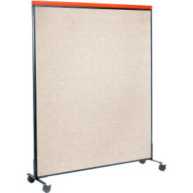 Global Industrial 694975MTN Interion® Mobile Deluxe Office Partition Panel, 60-1/4"W x 76-1/2"H, Tan image.