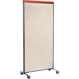 Global Industrial 695792MTN Interion® Mobile Deluxe Office Partition Panel, 36-1/4"W x 100-1/2"H, Tan image.