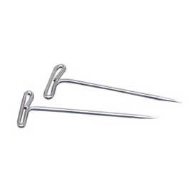 Gem Office Products Llc 85T GEM® T-Pins, 2" Length, 9/16" Width Head, Silver, 100/Pack image.