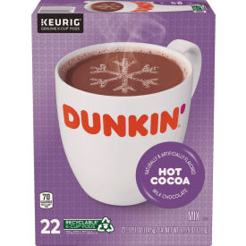 Dunkin® Milk Chocolate Hot Cocoa Coffee Regular Light Ground K-Cup Pods 0.37 oz. Cap. 22PK