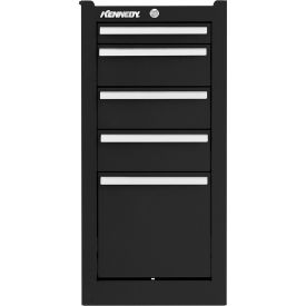 Global Industrial 185XBK Kennedy® K1800 5 Drawer Hang-On Side Cabinet, 13-5/8"W x 18"D x 29-1/16"H, Black image.