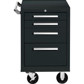 Global Industrial 21040XBK Kennedy® K2000 4 Drawer Roller Cabinet, 21"W x 20"D x 35"H, Black image.